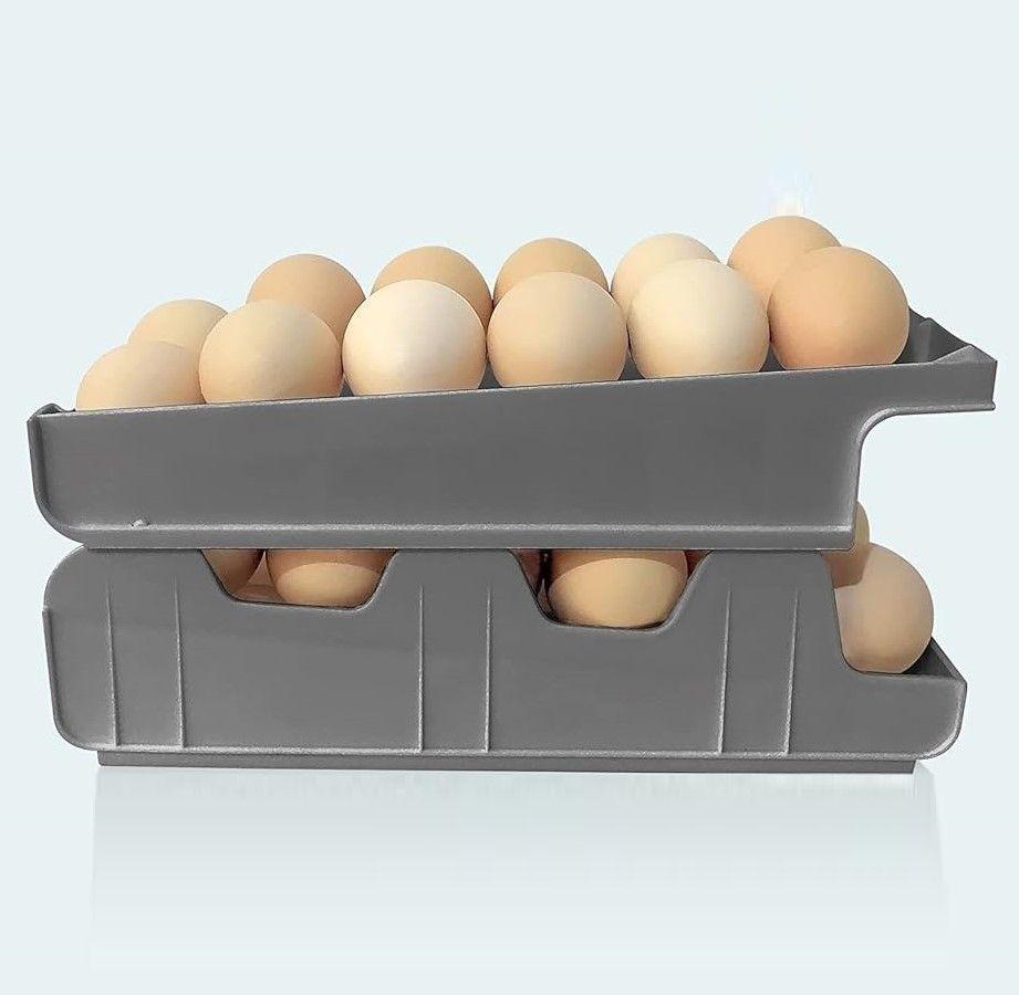 Organizador De Huevos Dispensador De Huevos Porta Huevos 26und Color Gris Huevera De Cocina-3