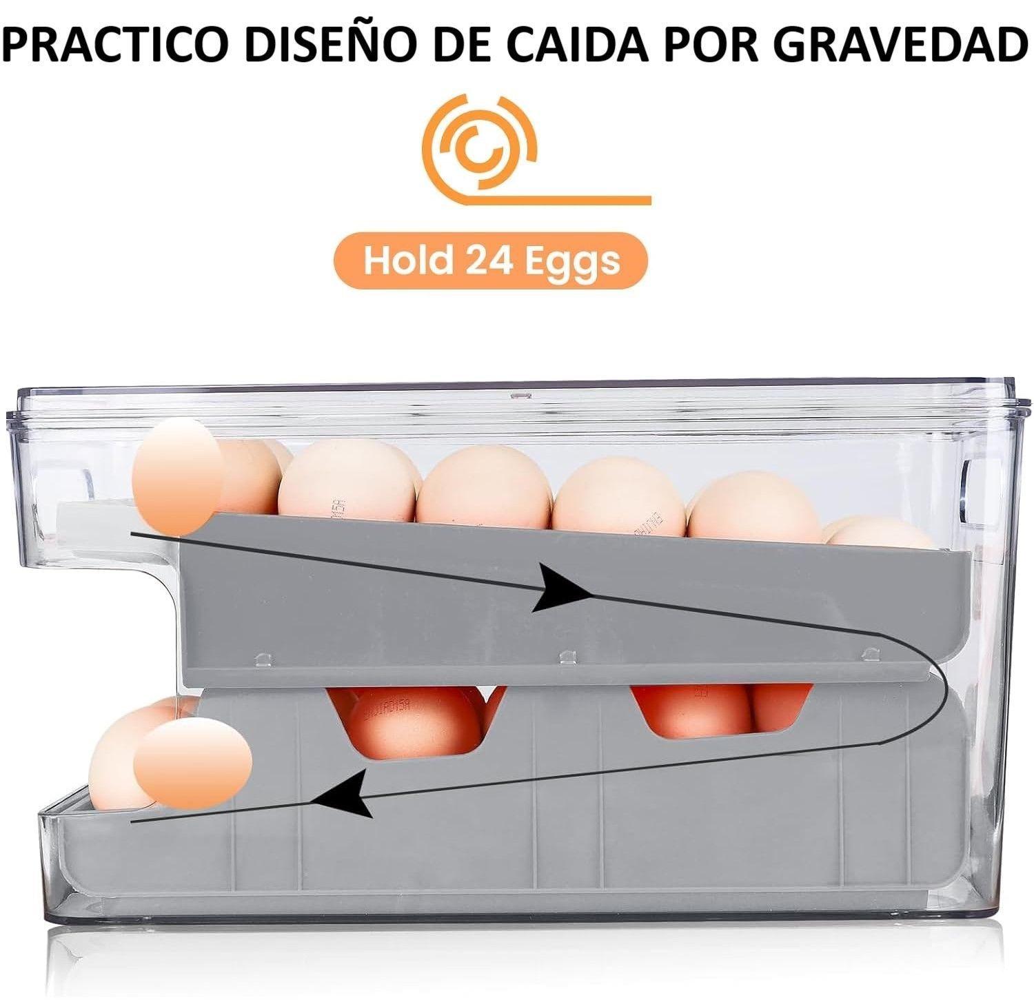 Organizador De Huevos Dispensador De Huevos Porta Huevos 26und Color Gris Huevera De Cocina-4