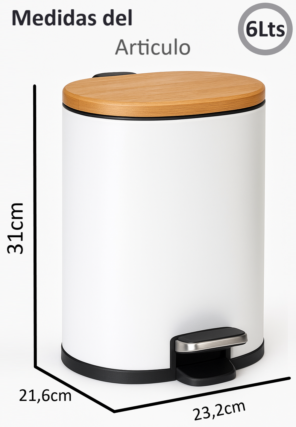Cubo De Basura De Acero Inoxidable 6litros Basurero Hogar-1