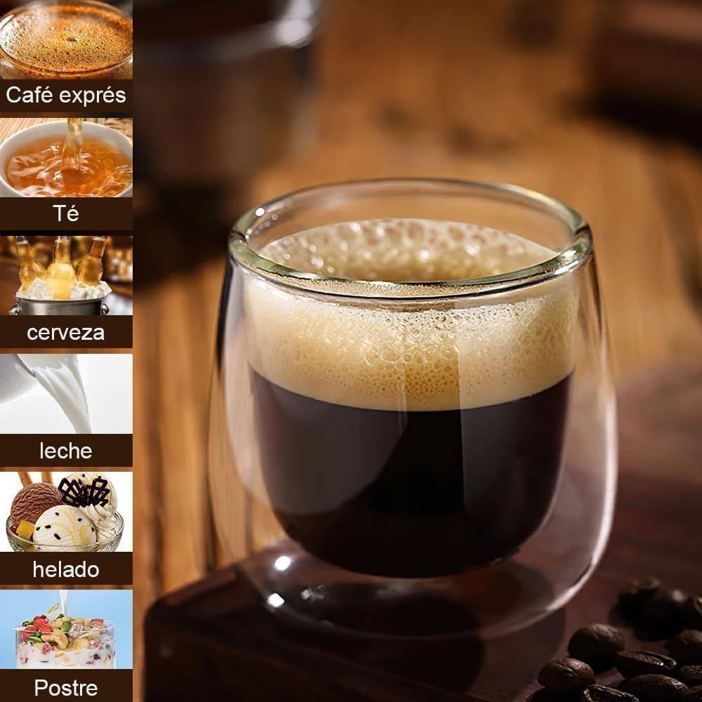 Set 6 Tazas Espresso Doble Pared 80ml Frio Caliente Sin Asa-2