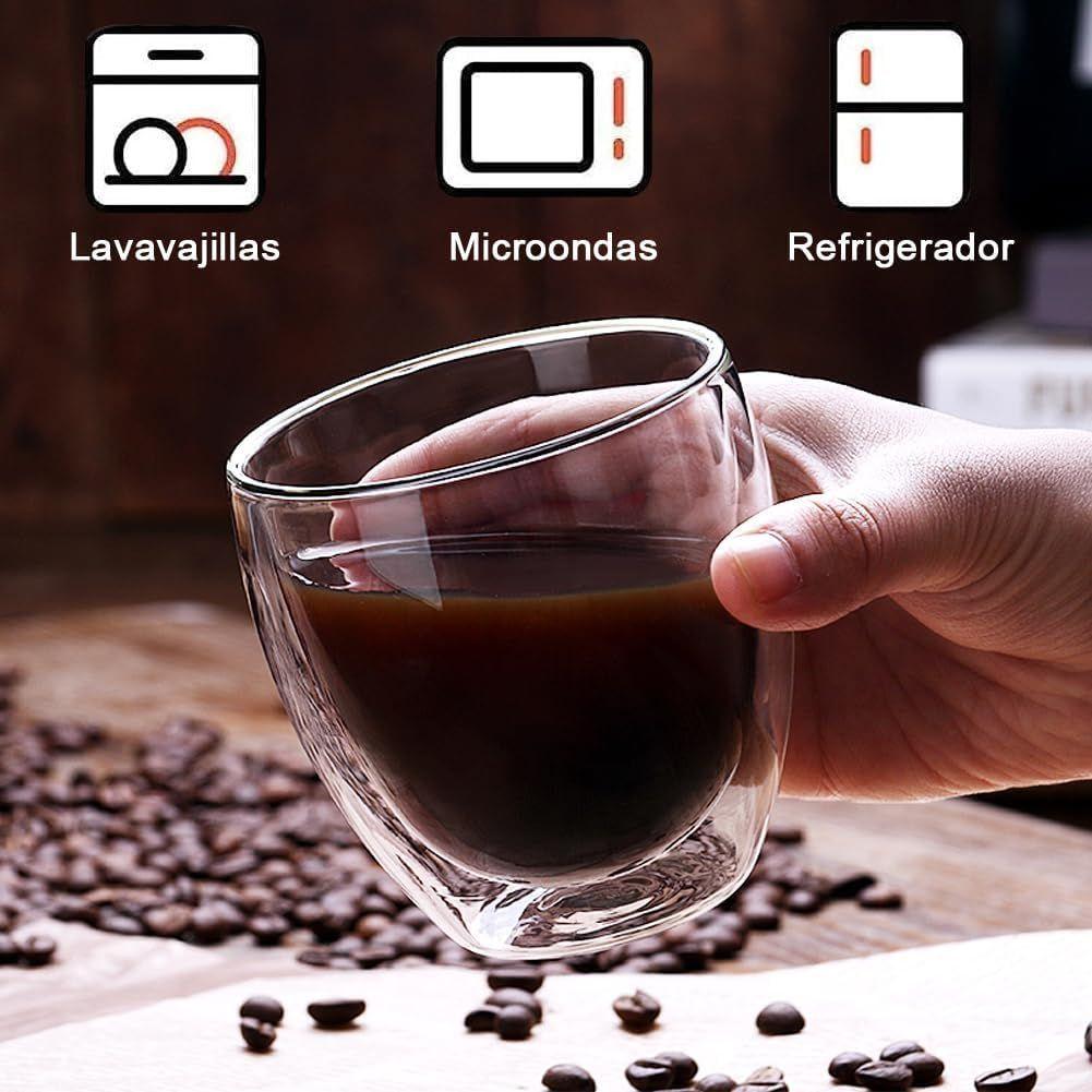 Set 6 Tazas Espresso Doble Pared 80ml Frio Caliente Sin Asa-6