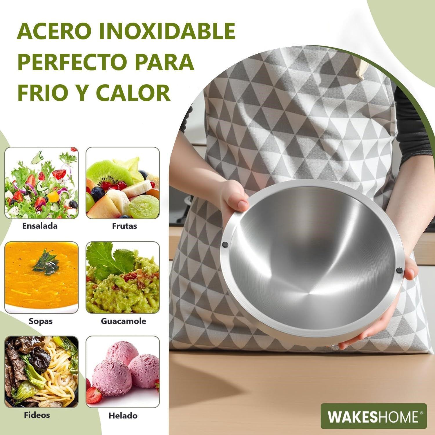 Tazon Bowl Acero Inoxidable Cuenco De Inmersión Frio Calient Plateado-2