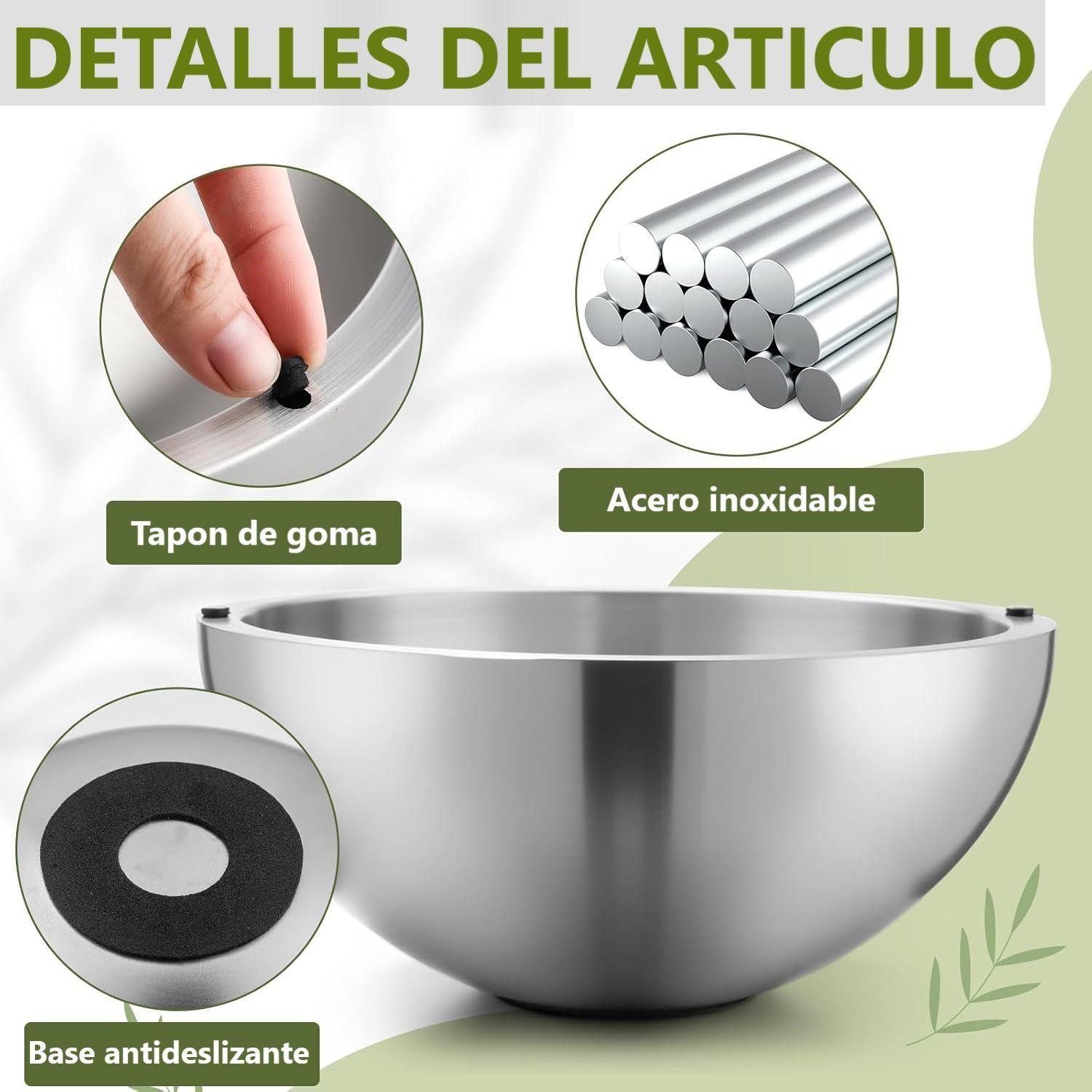 Tazon Bowl Acero Inoxidable Cuenco De Inmersión Frio Calient Plateado-5