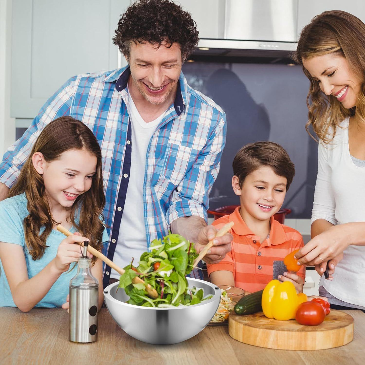 Tazon Bowl Acero Inoxidable Cuenco De Inmersión Frio Calient Plateado-6