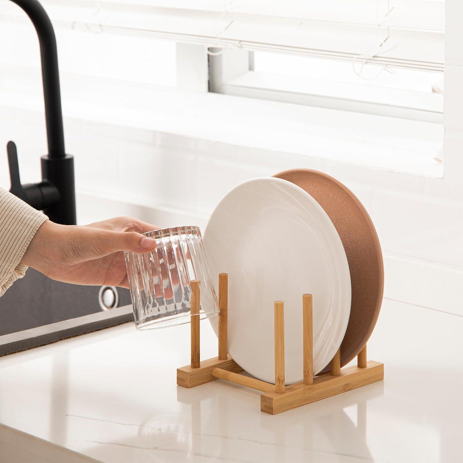Soporte Para Platos Y Tapas De Madera Organizador De Cocina-3