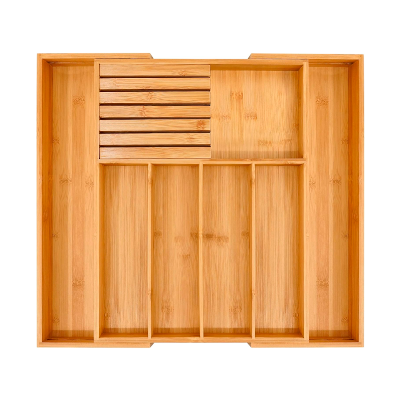 Organizador Para Cubiertos Porta Servicio Gabinete De Bambu Madera-6
