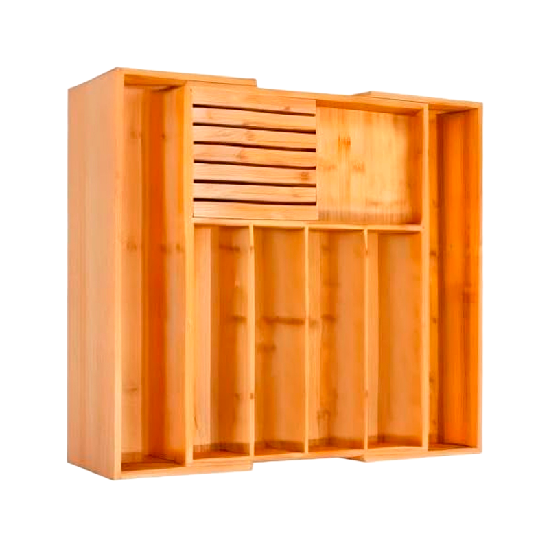 Organizador Para Cubiertos Porta Servicio Gabinete De Bambu Madera-7