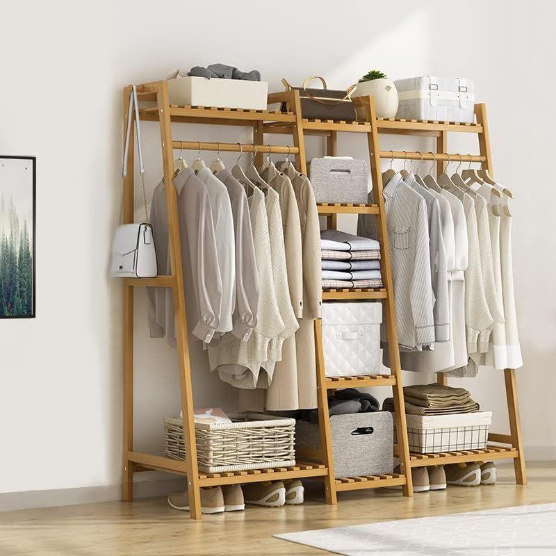 Perchero Organizador Grande De Madera Colgador Ropa Bambú-1