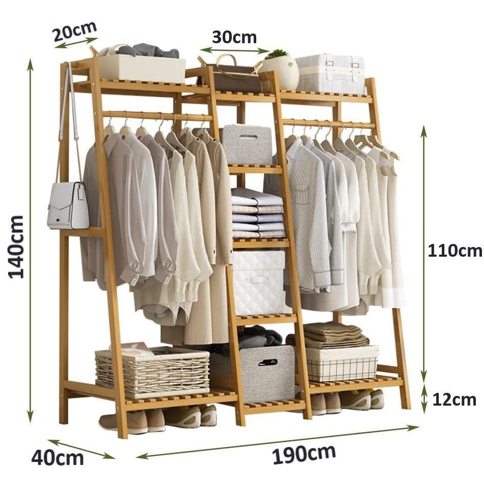 Perchero Organizador Grande De Madera Colgador Ropa Bambú-2