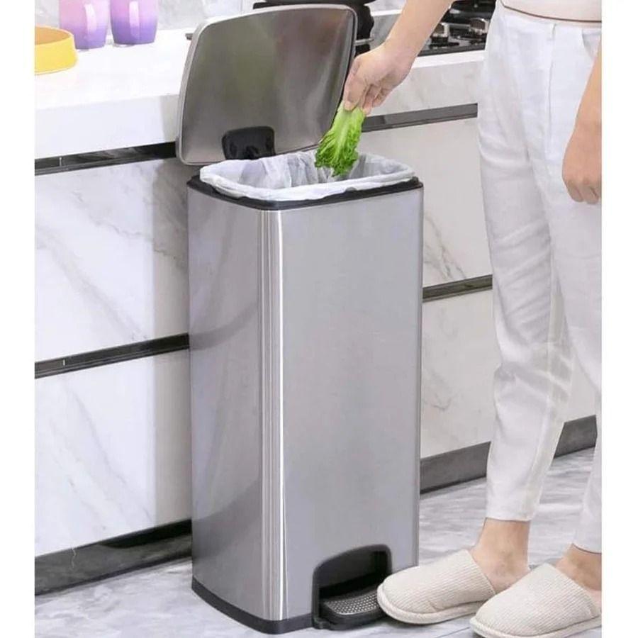 Basurero Cubo De Basura De Acero Inoxidable 30 Litros Hogar Oficina-3