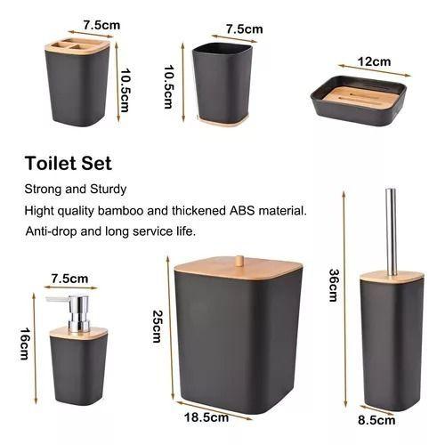 Juego Accesorios Set De Baño 6 Piezas Inoxidable Cepillo Wc-6