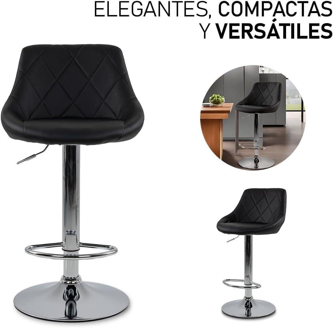 2 Silla Bar Cuero Sintentico Altura Regulable Y Reposapies Taburete WakesHome-4