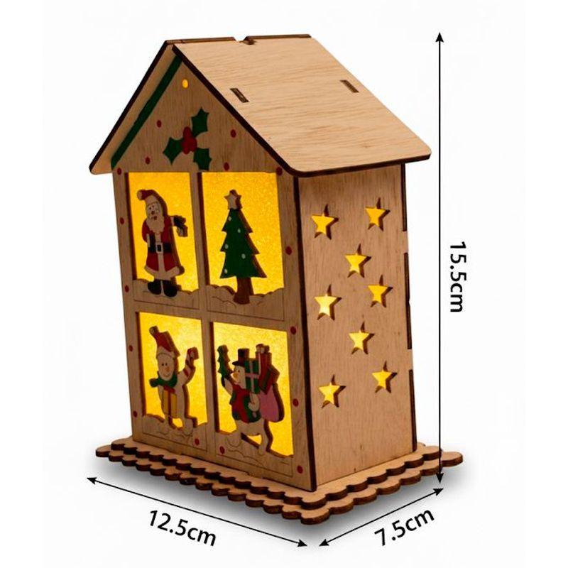 Adorno De Navidad Casita Navideña Iluminada De Madera Como En La Imagen-5