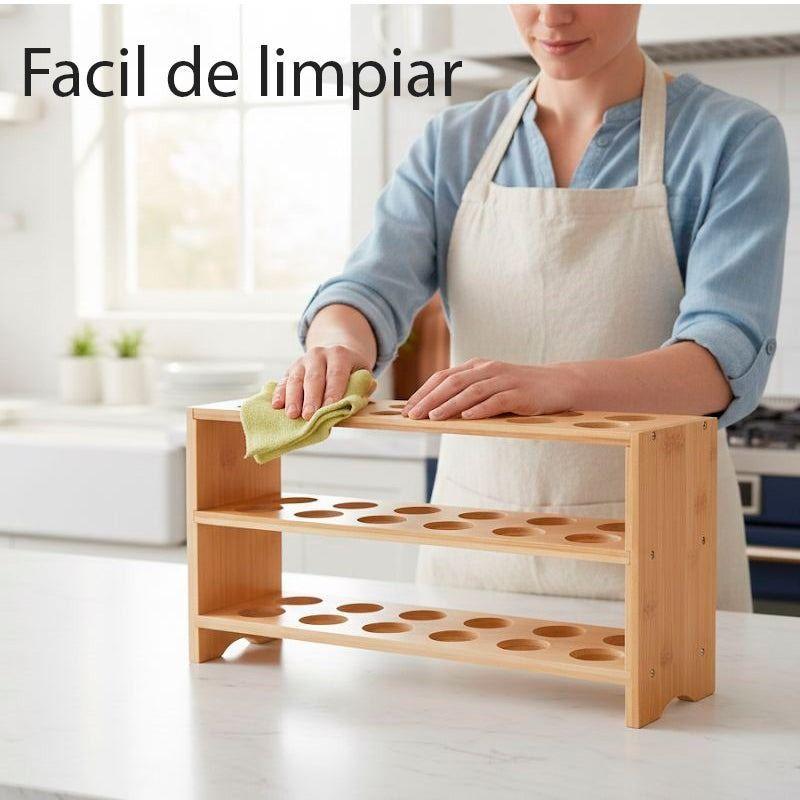 Organizador De Huevos De Bambú 36und Huevera Portahuevos Madera-2