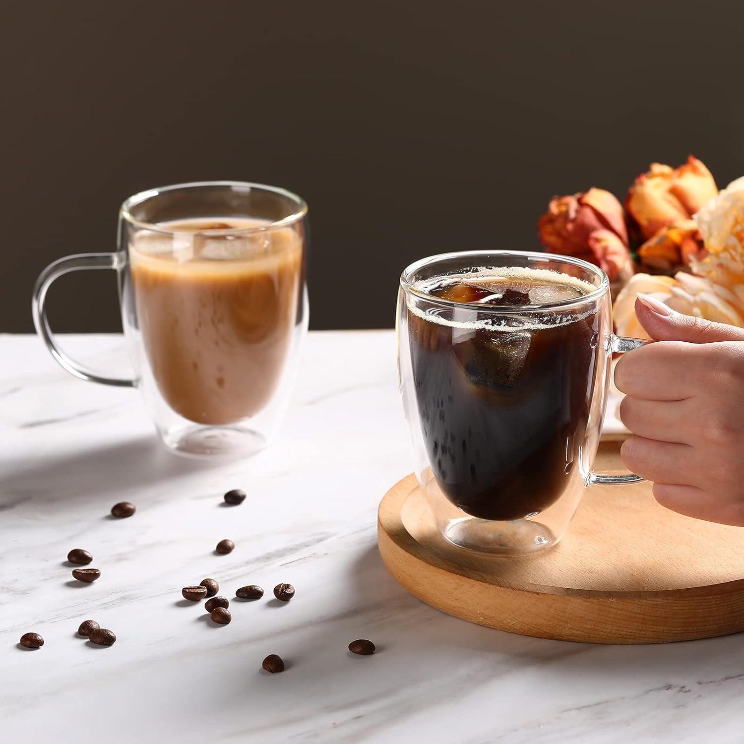 Taza De Café 16oz 470ml Doble Pared De Vidrio Vaso Mug Termico Para Bebidas Calientes-3