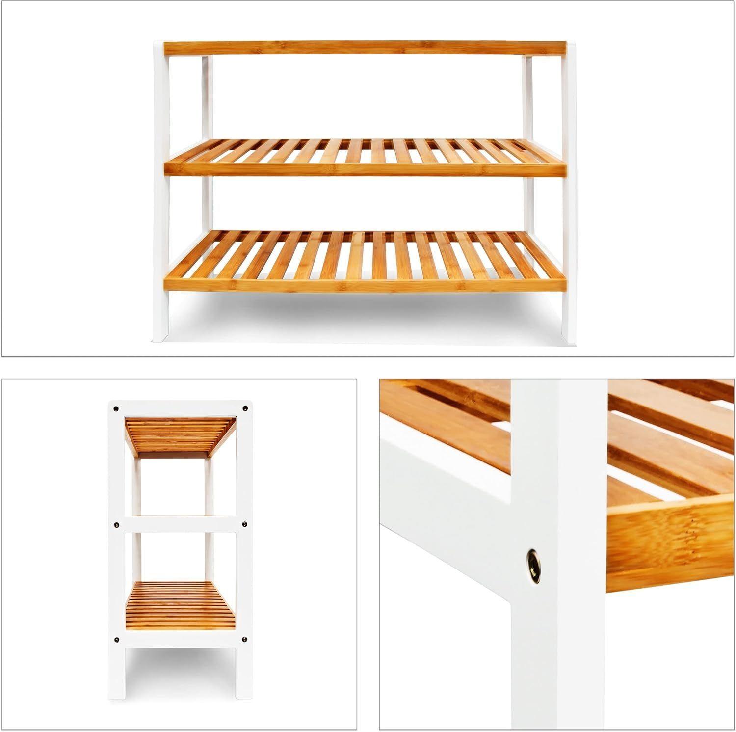 Estante Organizador De Bambu Mueble De Lujo Para Cocina Baño 3 Niveles | Alto 55cm-4