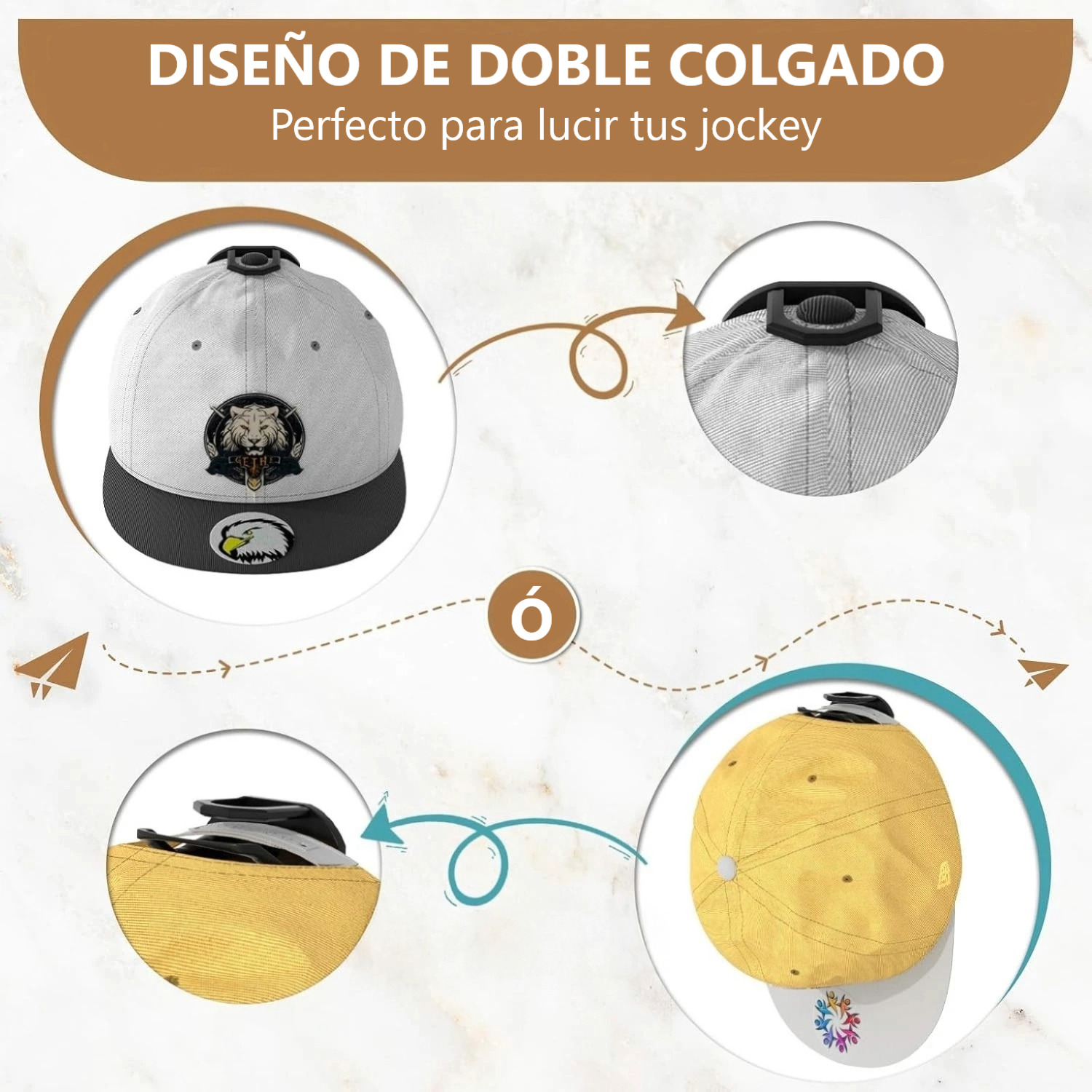 Ganchos De Jockey Colgadores Adhesivos Organizador De Gorras 12 Colgadores-3