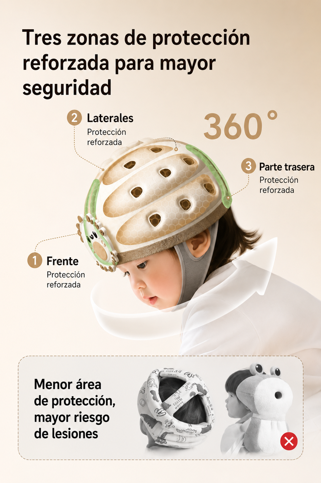 Cascos Antica das Para Bebes Gorro Antigolpes Ajustable-5