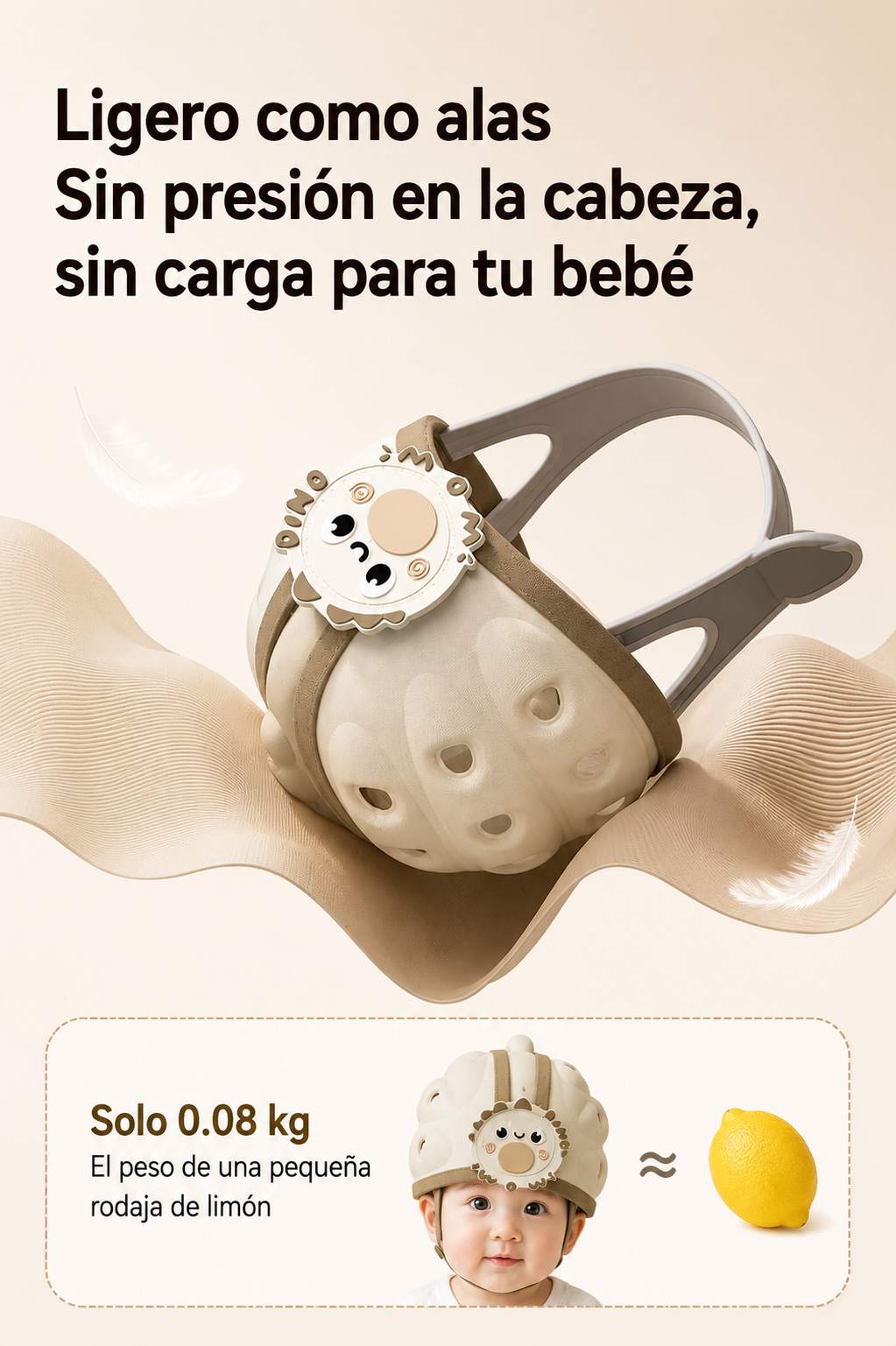 Cascos Antica das Para Bebes Gorro Antigolpes Ajustable-8