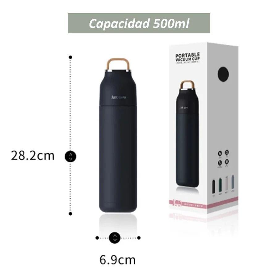 Botella De Agua 500ml Termo Portátil Acero Inoxidable / Color Gris-5