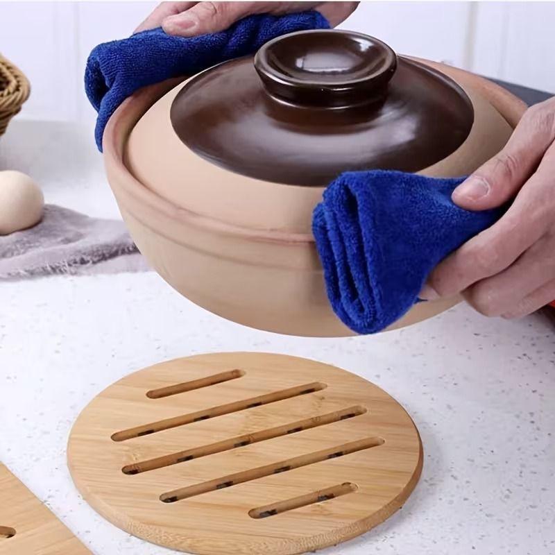 Soporte Almohadilla Redonda De Bambú Para Ollas Calientes 15x15cm-2