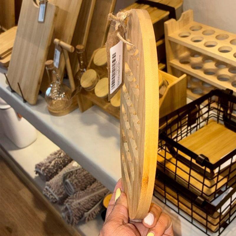 Soporte Almohadilla Redonda De Bambú Para Ollas Calientes 15x15cm-6