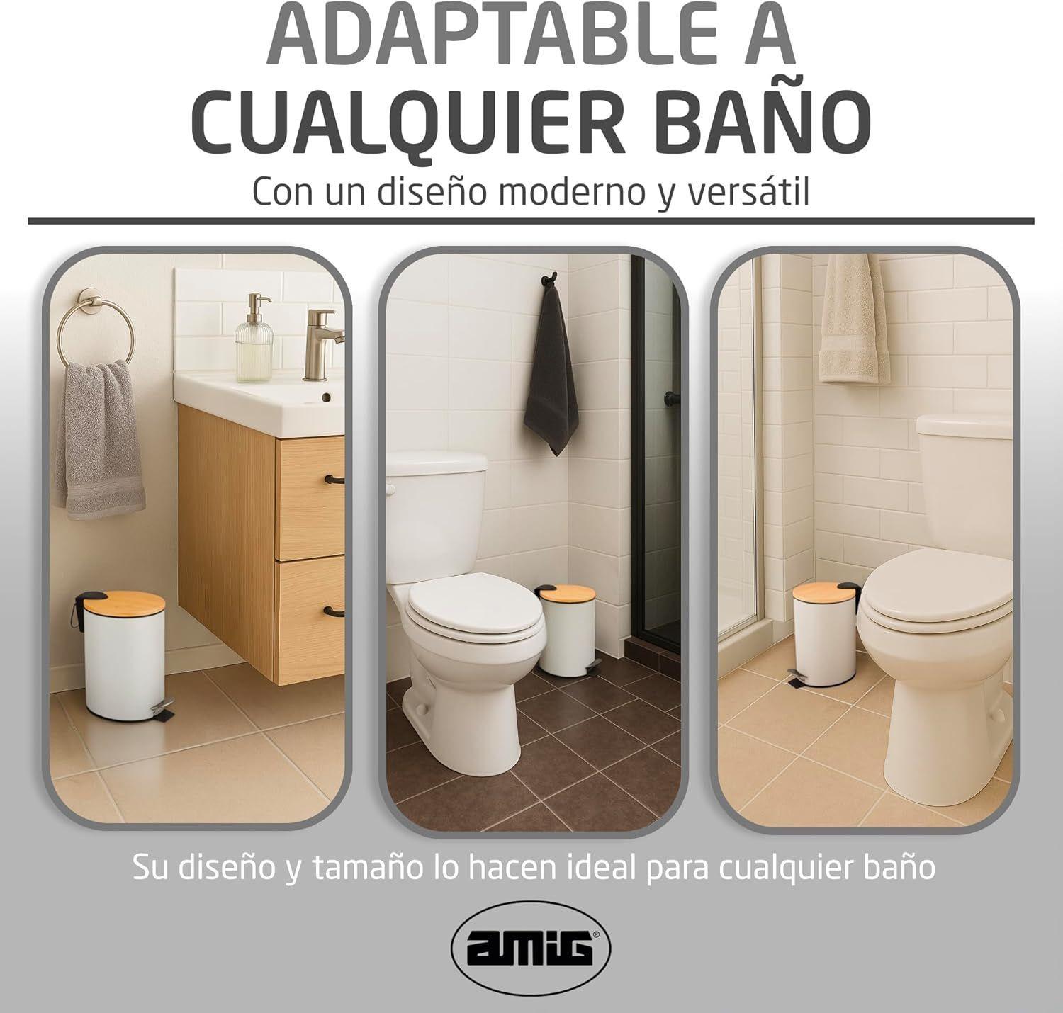 Cubo De Basura Inoxidable de 5litros Basurero Baño Cocina con Pedal WakesHome-3