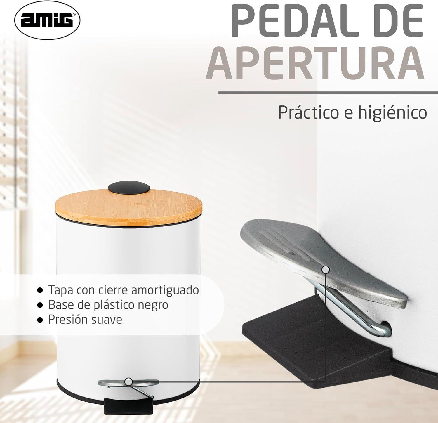 Cubo De Basura Inoxidable de 5litros Basurero Baño Cocina con Pedal WakesHome-4