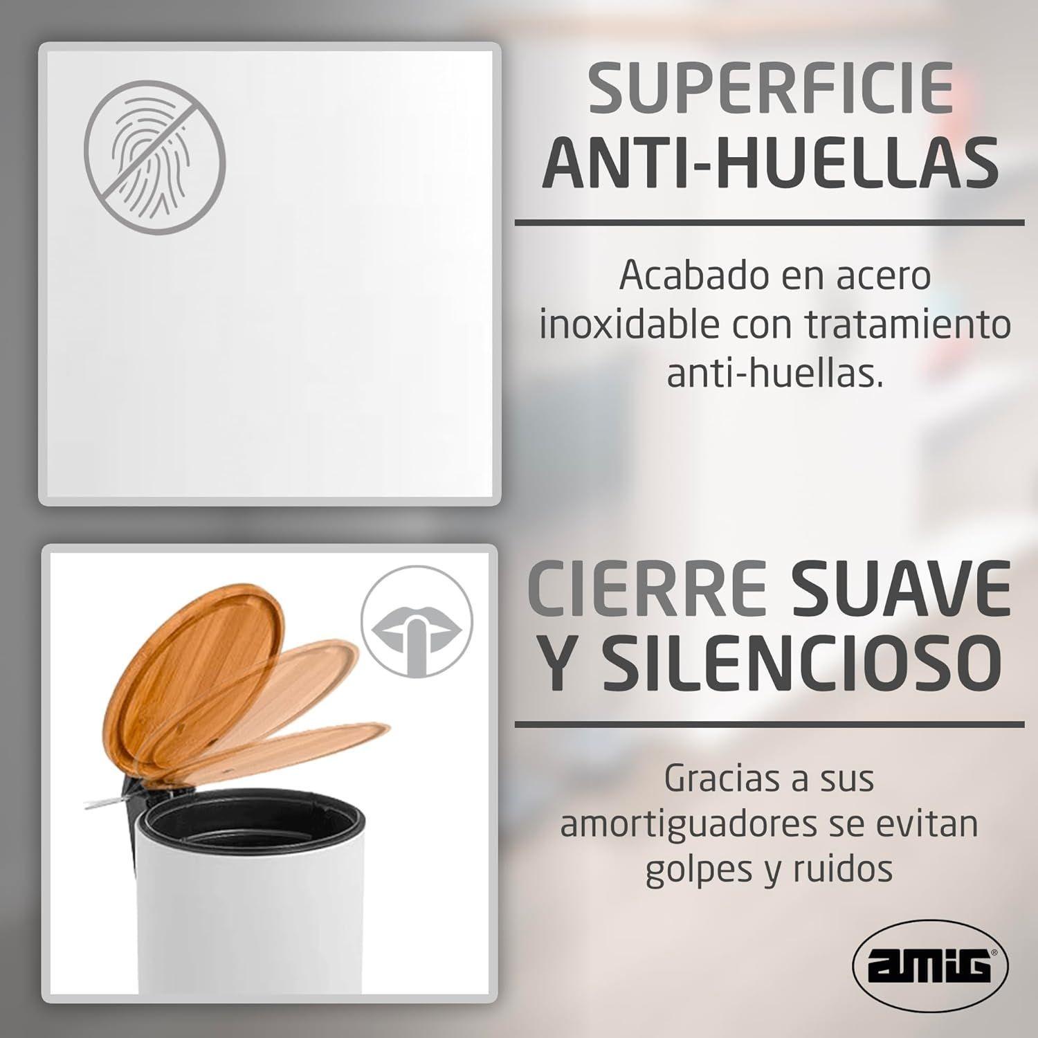 Cubo De Basura Inoxidable de 5litros Basurero Baño Cocina con Pedal WakesHome-6