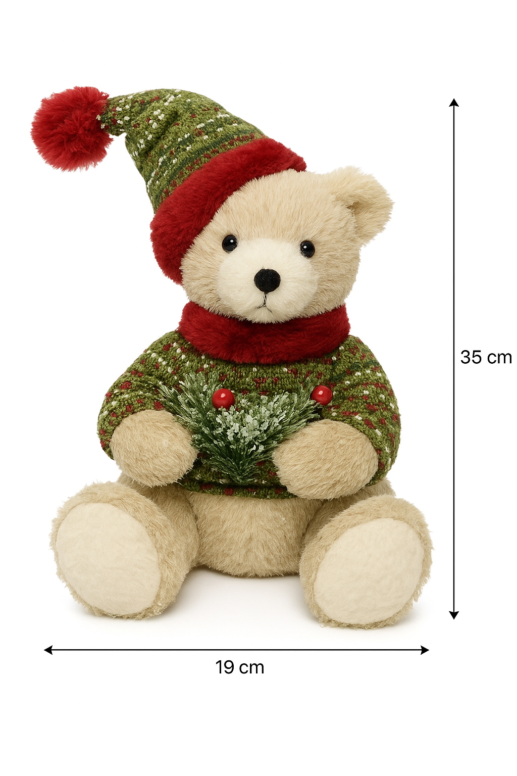Oso Peluche Pascuero Navideño Adorno Para Arbol De Navidad 35cm-3