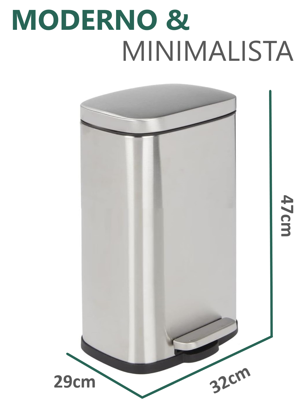 Cubo De Basura De Acero Inoxidable 20 Litros Basurero Hogar Plateado-2