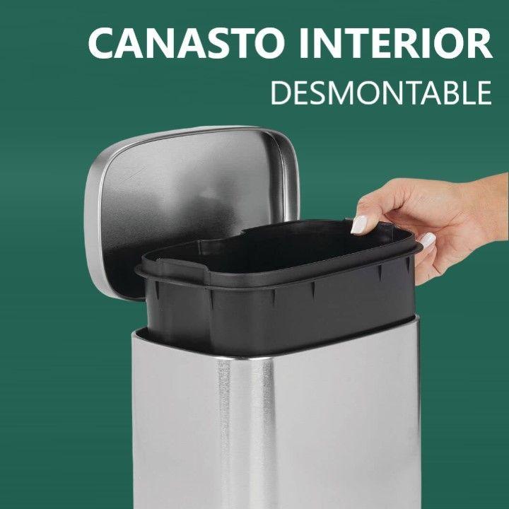 Cubo De Basura De Acero Inoxidable 20 Litros Basurero Hogar Plateado-3