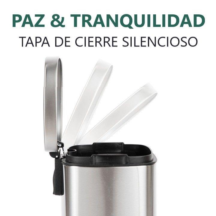 Cubo De Basura De Acero Inoxidable 20 Litros Basurero Hogar Plateado-4