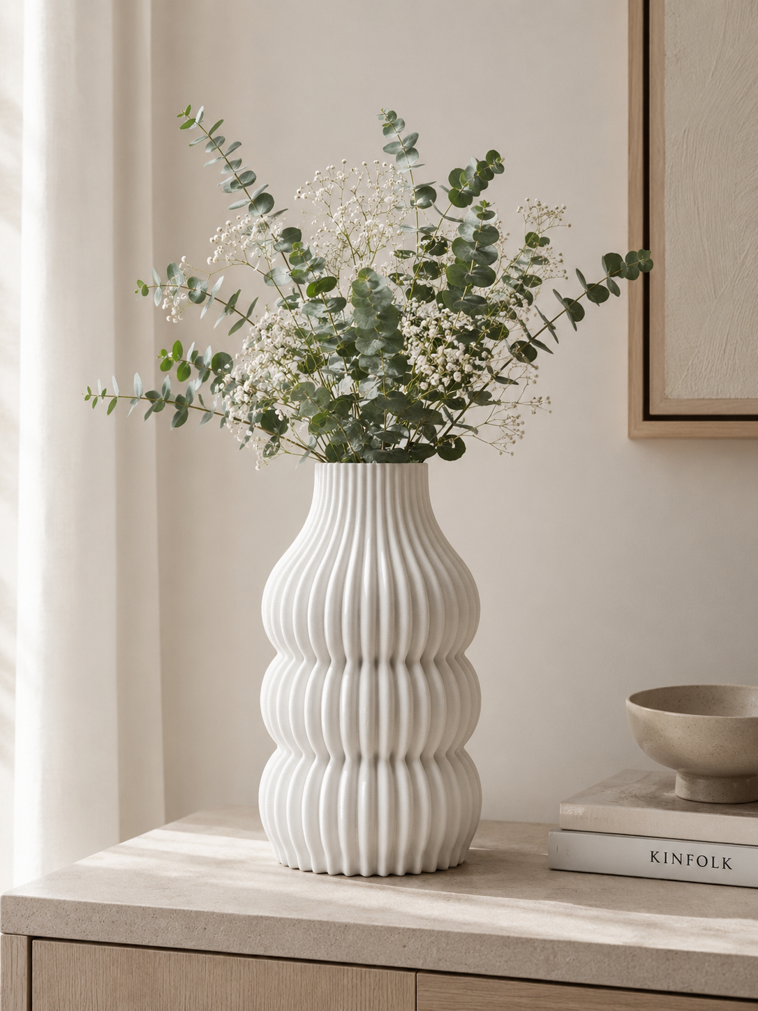 Jarron De Ceramica blanco Para Decoracion Florero Texturizado-2