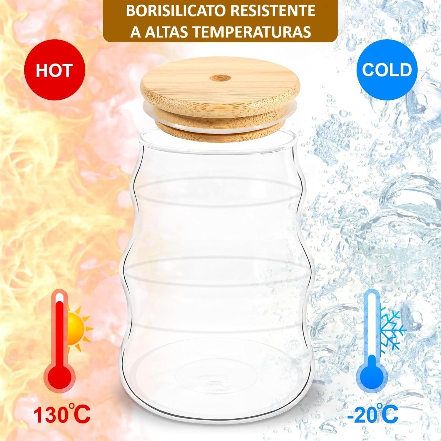 Vaso Lata De Vidrio Ondulado 400ml Con Tapa Bamb Y Bombilla-3