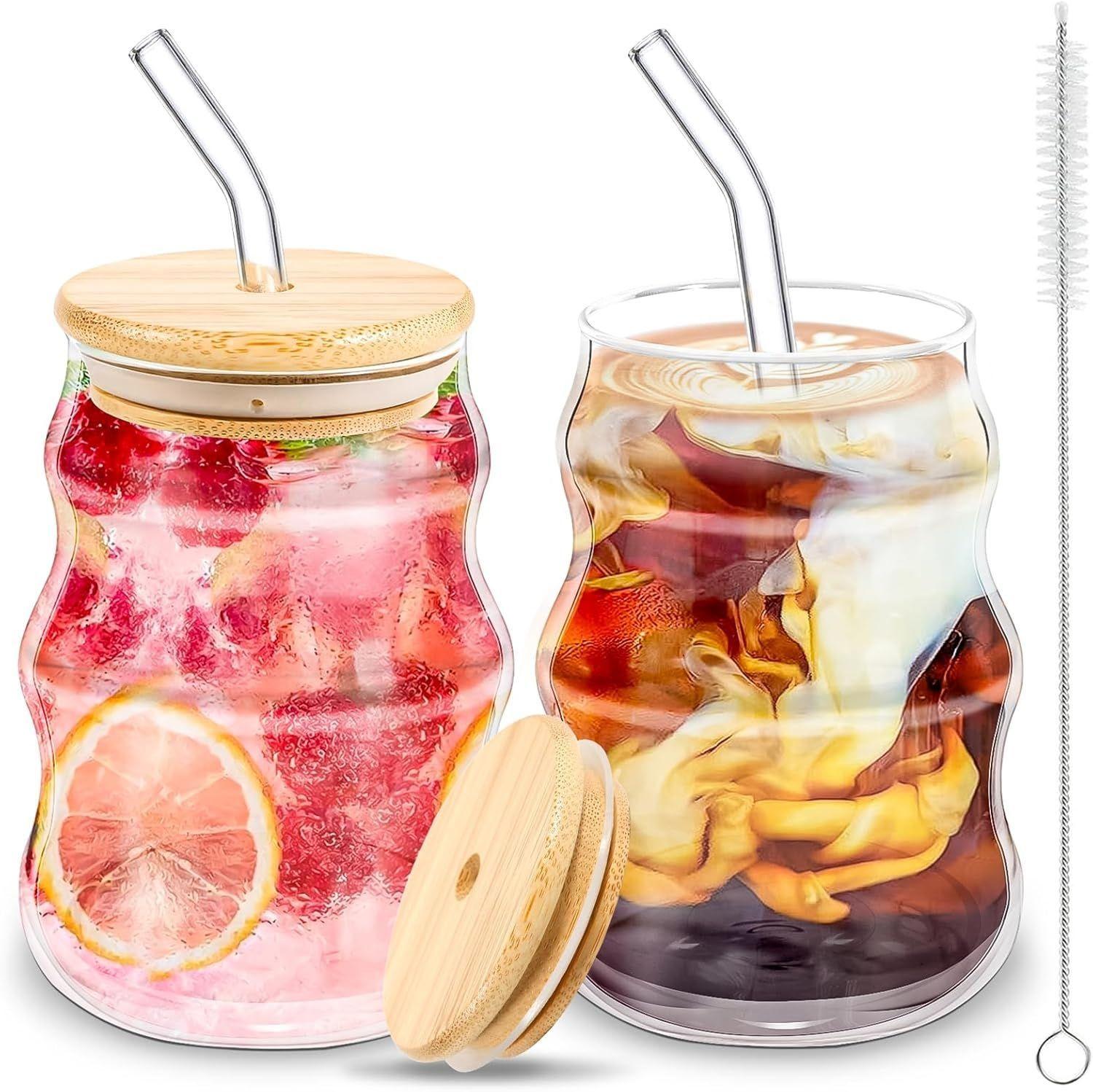 Vaso Lata De Vidrio Ondulado 400ml Con Tapa Bamb Y Bombilla-7