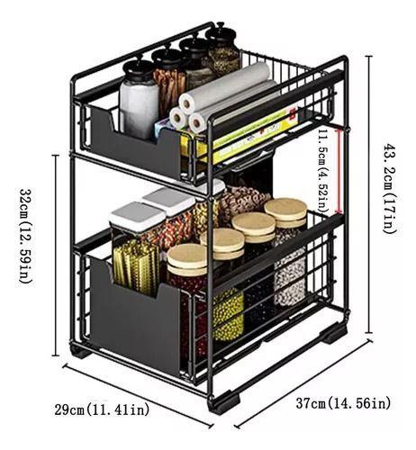 Organizador De Cocina 2 Niveles Extensible Para Despensa -6