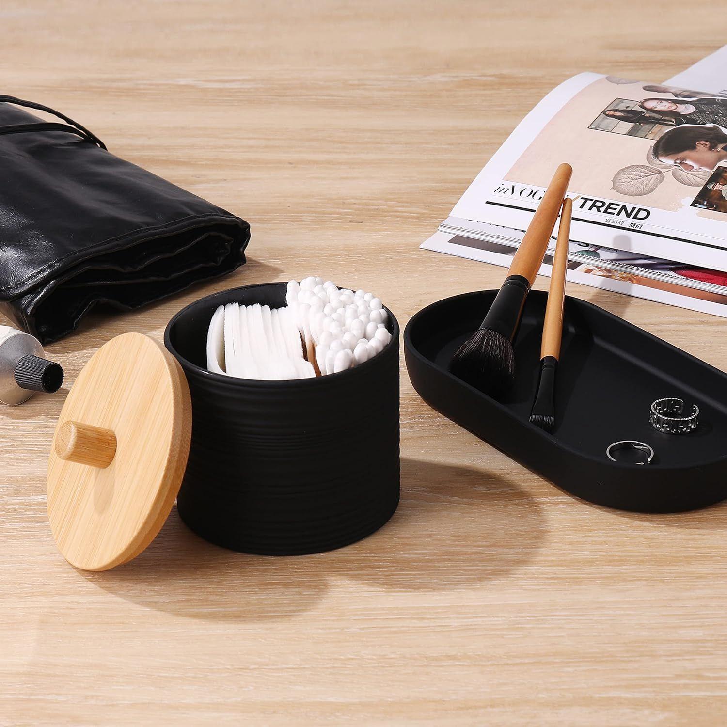 Set De 8 Accesorios Para Baño Con Tapa De Bambu Papelera Wc WakesHome-3