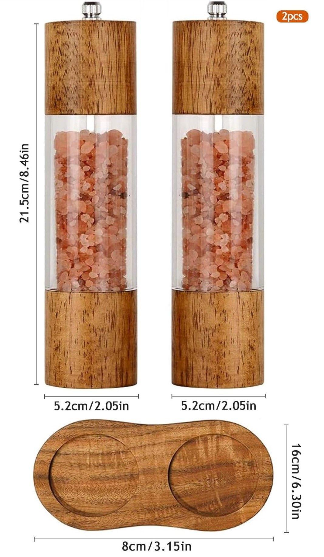 Pack 2 Salpimenteros Con Base Molinillo Manual Para Especias Marrón WakesHome-6