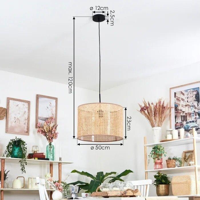 L mpara Colgante De Techo De Mimbre Hecha A Mano Luz Vintage-2