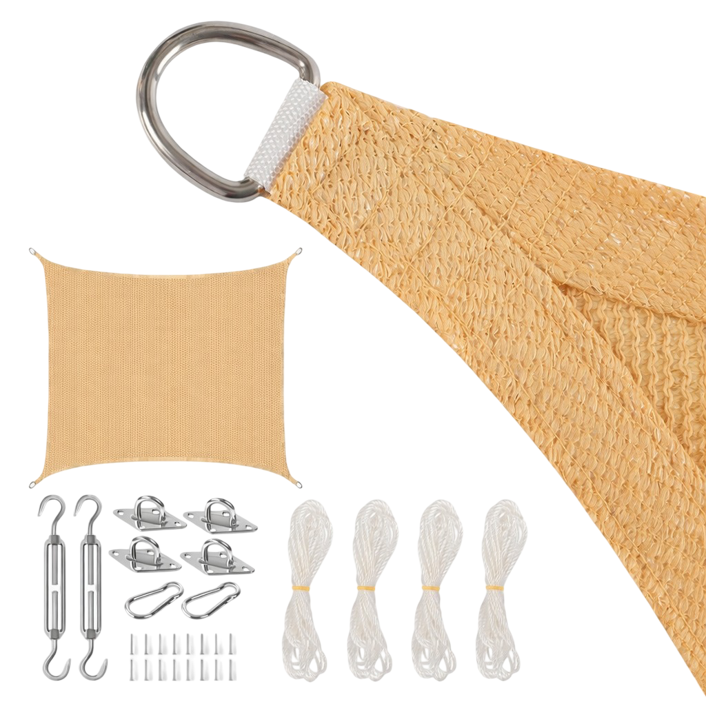 Lona Sombreadora Toldo Vela Permeable + Kit De Anclaje Jior 6x4mts-0