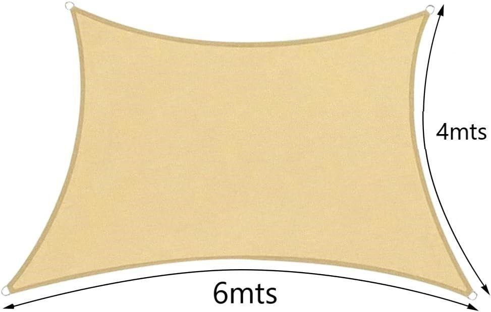 Lona Sombreadora Toldo Vela Permeable + Kit De Anclaje Jior 6x4mts-1
