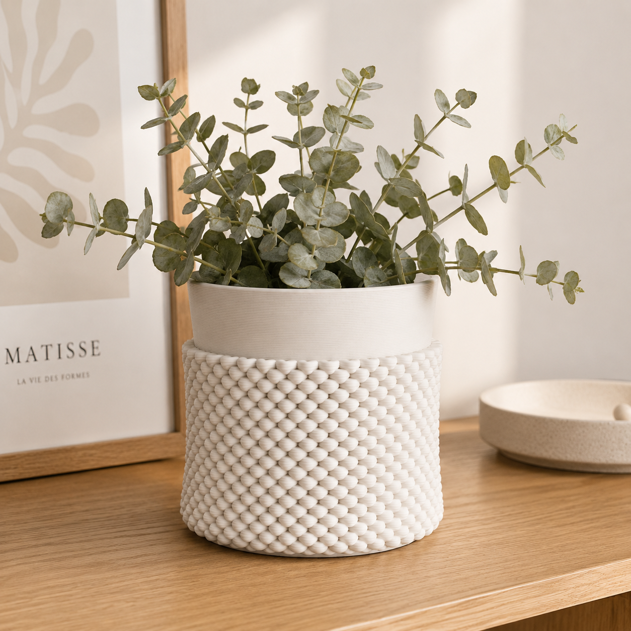 Jarron De Ceramica Para Decoracion Florero Texturizado blanco-2
