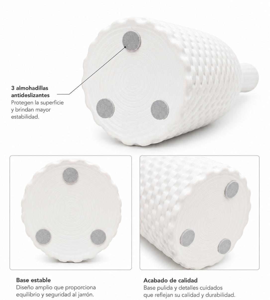 Jarron De Ceramica Para Decoracion Florero Texturizado blanco-4