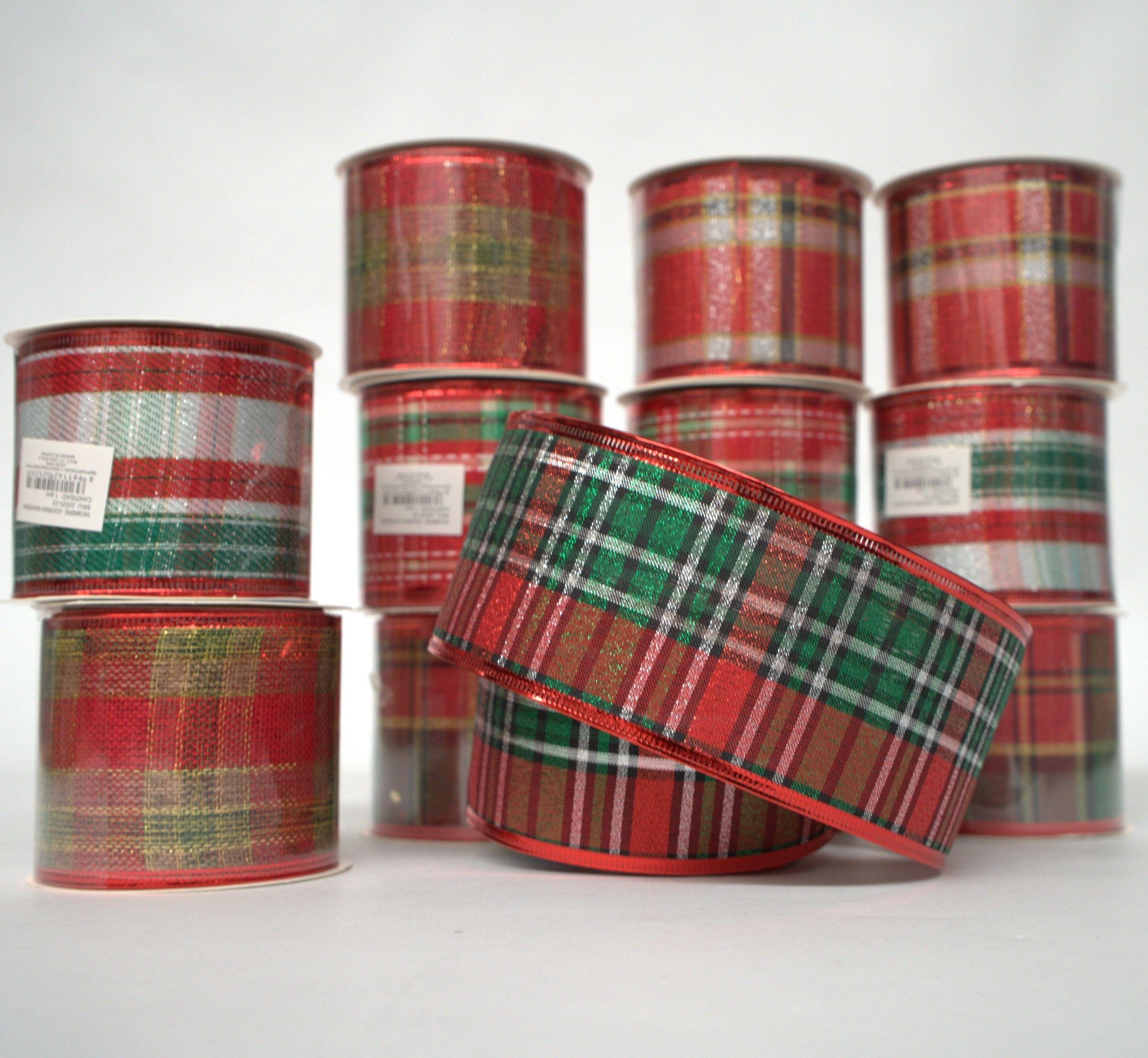 Pack 12 Mallas Navidad Cinta Decorativa De arbol 6,3cm*2,7mts Multicolor Geometrico-4