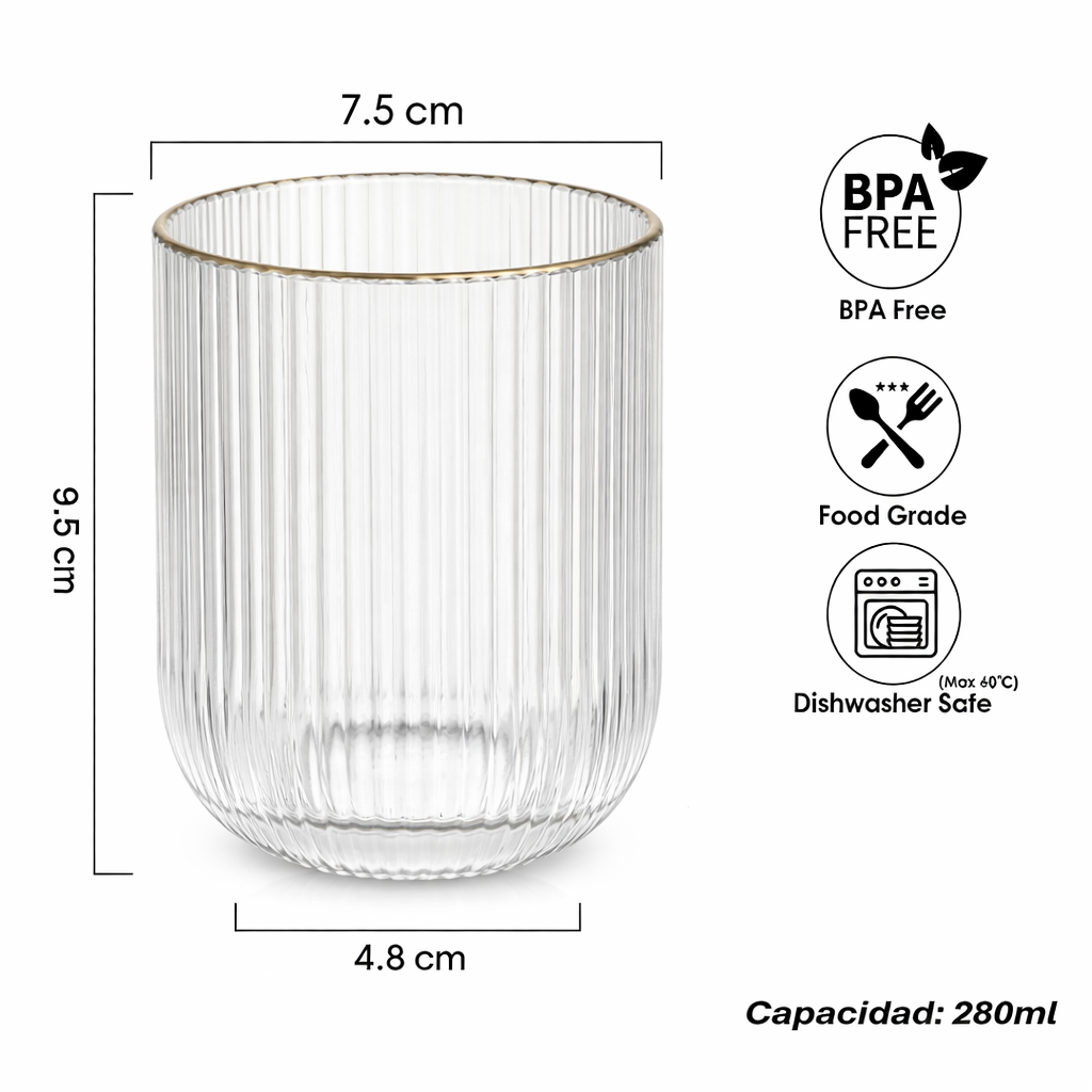 Set 6 Vasos Acanalado Vaso Origami 250ml Wakeshome-4