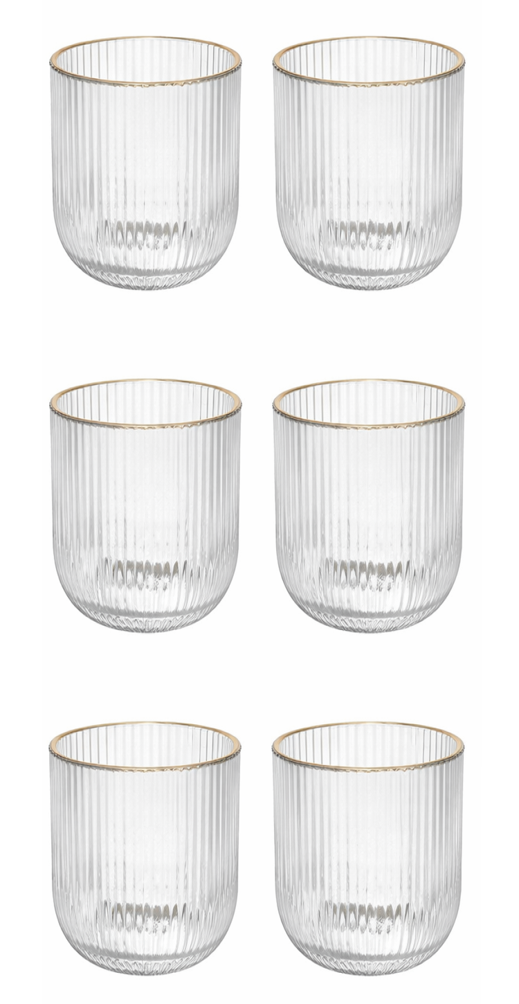 Set 6 Vasos Acanalado Vaso Origami 250ml Wakeshome-0