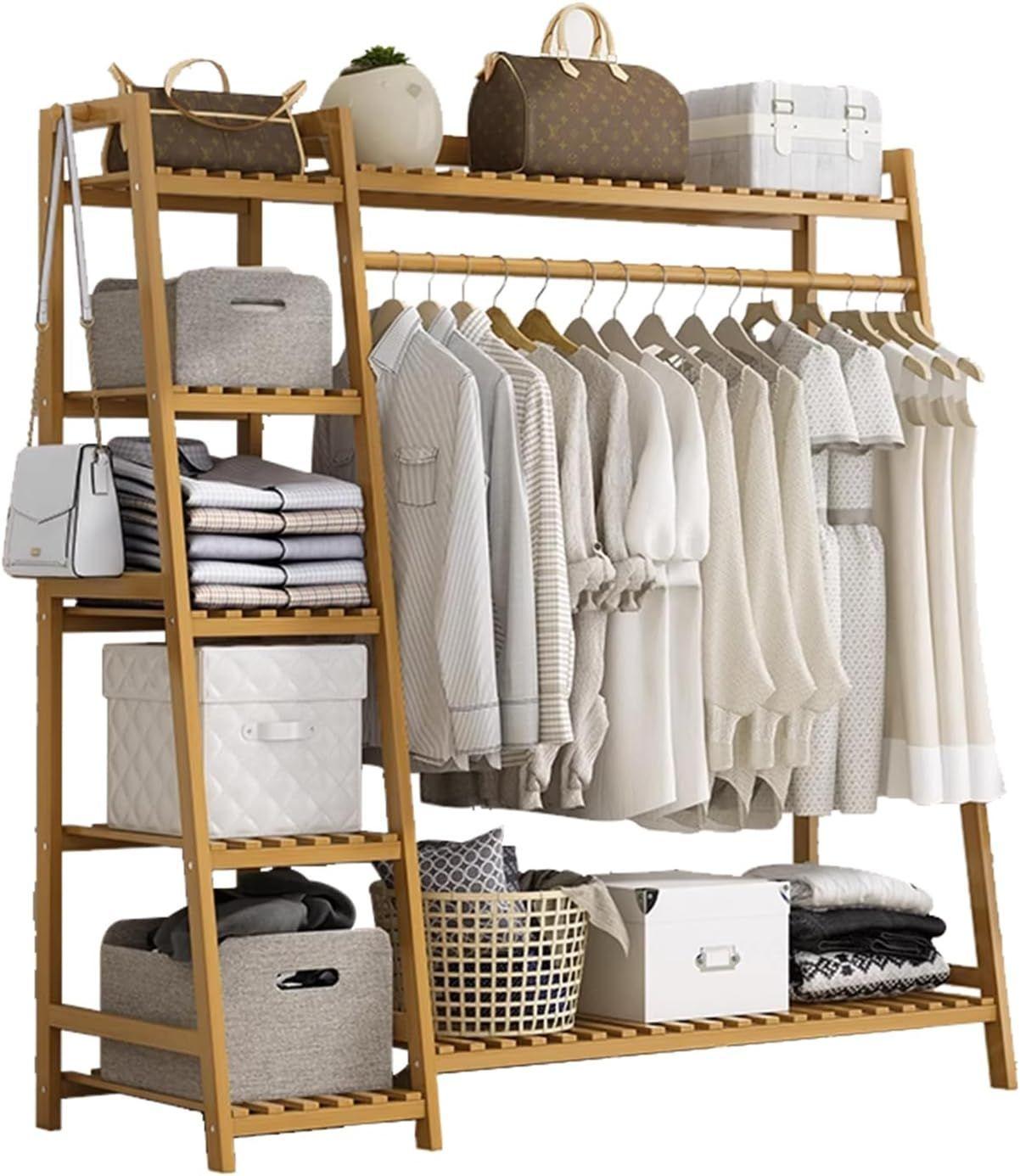 Perchero Organizador De Madera Colgador Ropa Grande De Bambú WakesHome-0