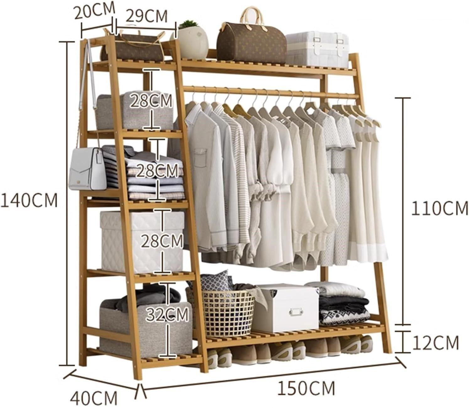 Perchero Organizador De Madera Colgador Ropa Grande De Bambú WakesHome-2