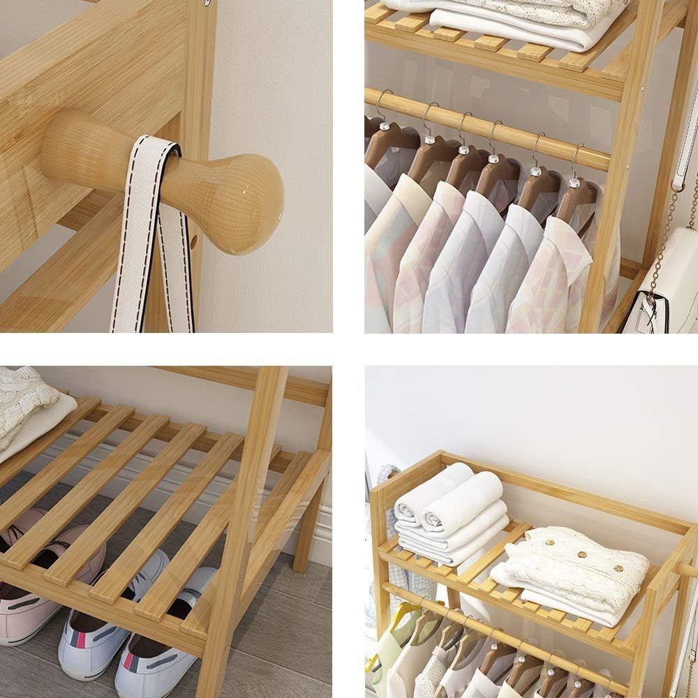 Perchero Organizador De Madera Colgador Ropa Grande De Bambú WakesHome-4